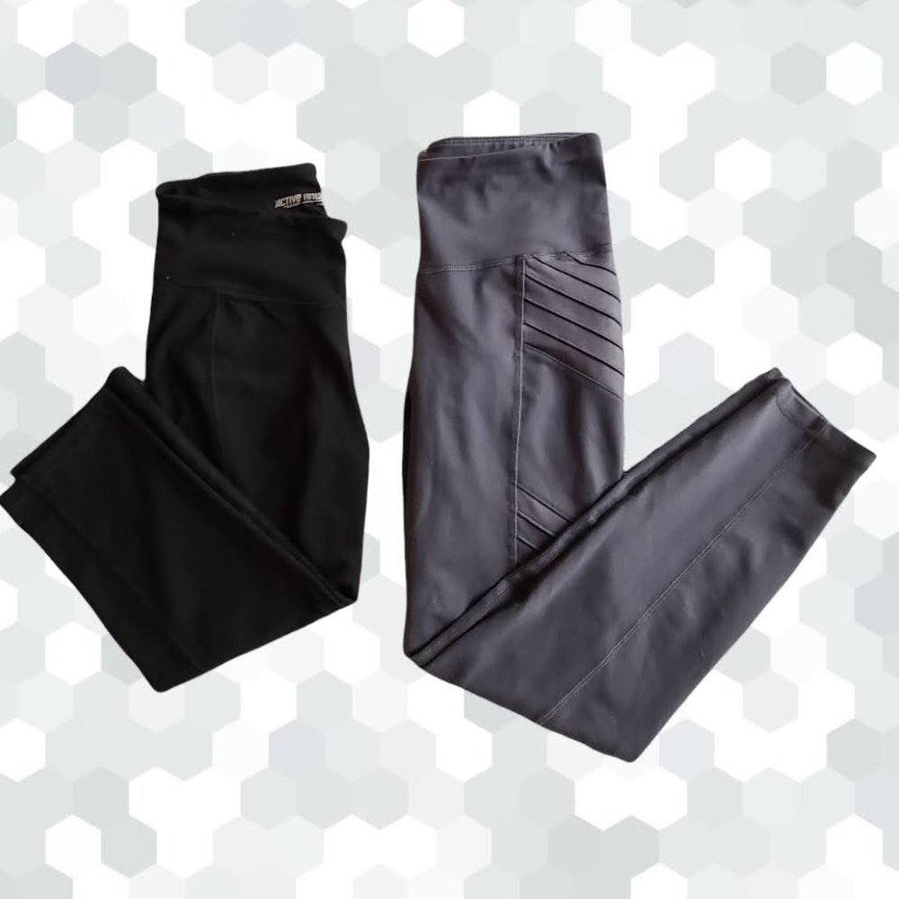 Two-for-One Bundle of Black Cropped and Gray Full Length Leggings